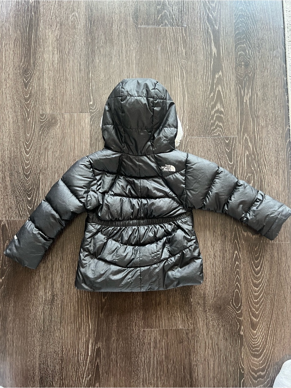 The North Face Kids Black Puffer Jacket with Sherpa-Lined Hood - Picture 2 of 4